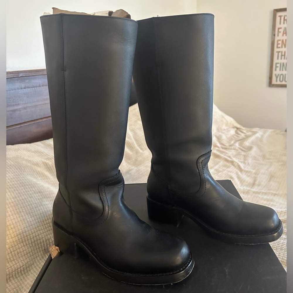 Frye Black Campus Boots Extended Calf 14L - Picture 3 of 14